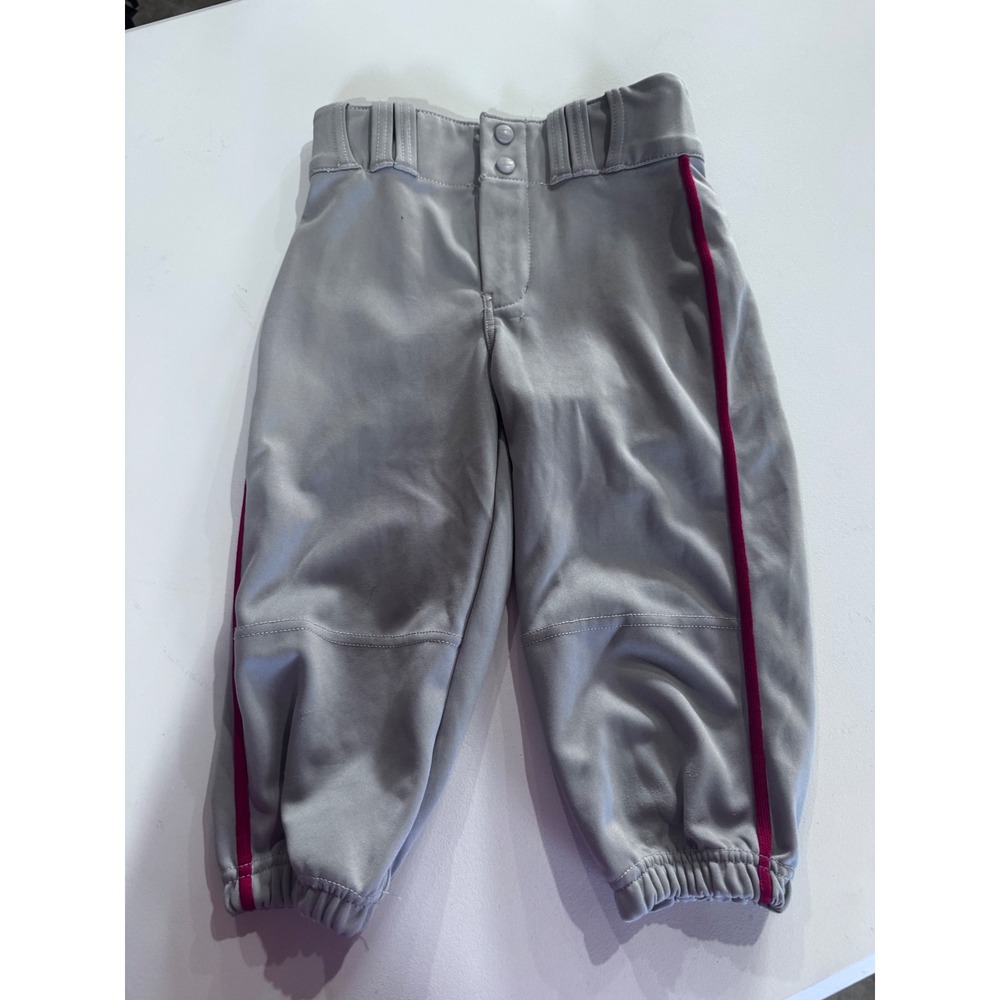Champro Youth Medium Baseball Pants Grey Maroon Side Stripe Athletic Knickers
